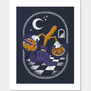 Witches Broom & Pumpkins - Goth Halloween Design Posters and Art